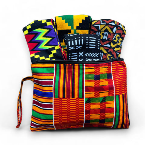 Afrikanische Socken / Afro-Socken-Set OHENEBA mit Tasche - Set mit 4 Paaren