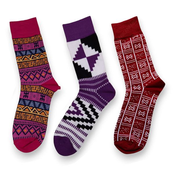 Chaussettes africaines / chaussettes afro - Lot de 3 paires