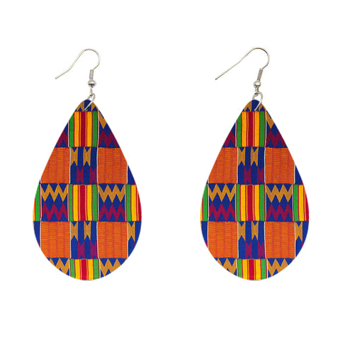 Blue Kente Drop-shaped - African inspired earrings