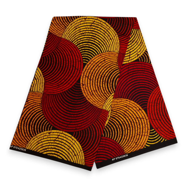 Afrikanischer Print Stoff - Rot und Gelb Concentric Circle Design - 100% Baumwolle