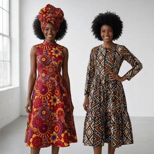 Afrikanischer Print Stoff - Braun und Beige Bogolan - 100% Baumwolle