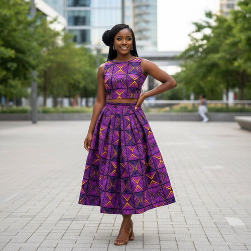 Afrikanischer Print Stoff - Lila und Gelb African Prism - 100% Baumwolle