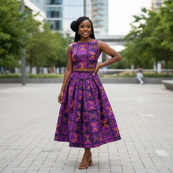 Afrikanischer Print Stoff - Lila und Gelb African Prism - 100% Baumwolle