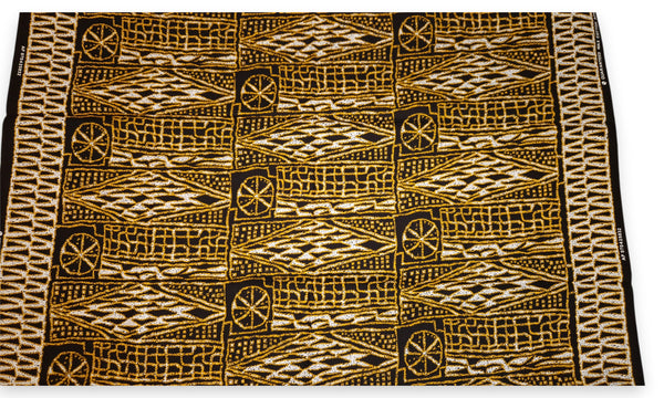 Tissu africain / tissu wax - Noir Jaune Ndop Cameroon - 100 % coton