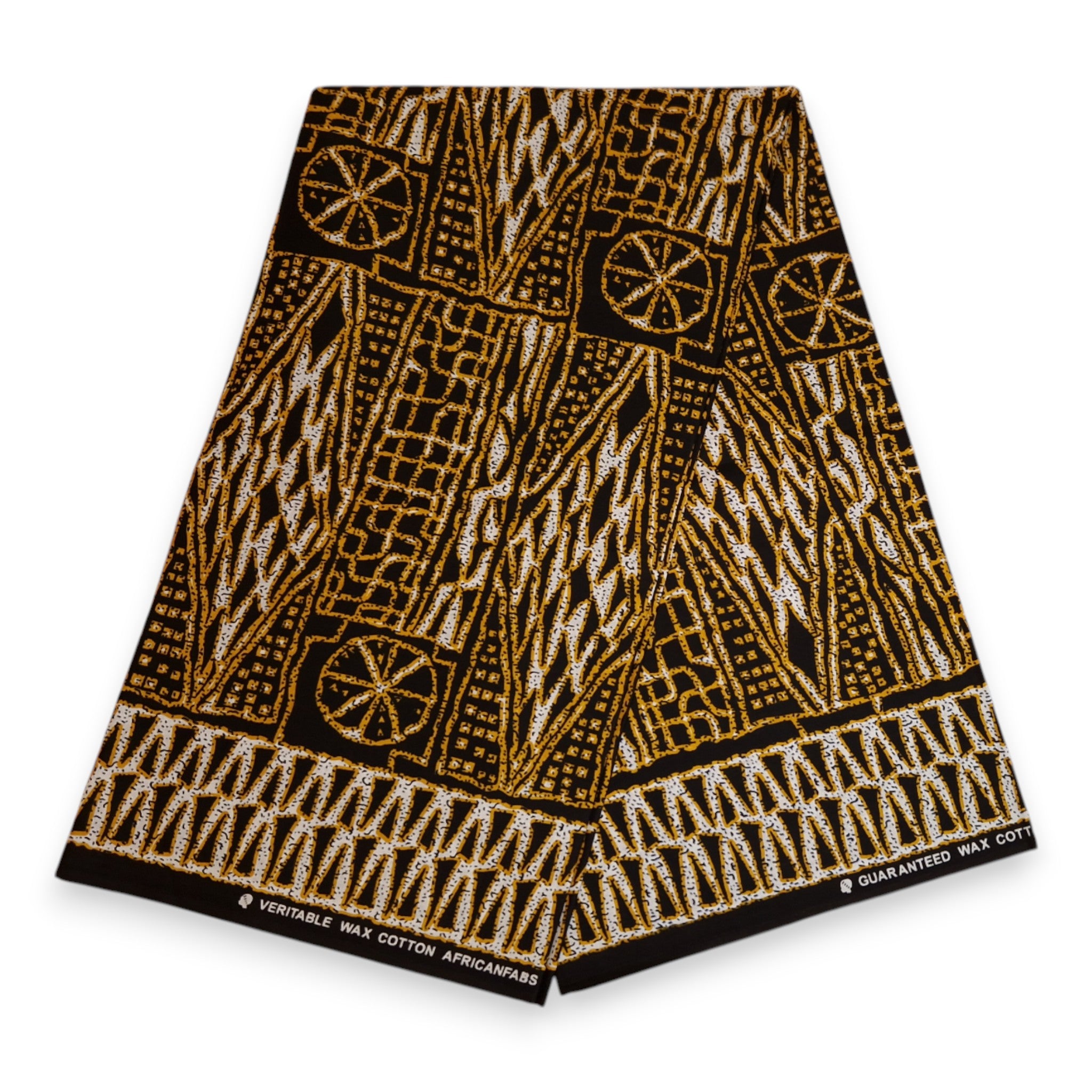 Tissu africain / tissu wax - Noir Jaune Ndop Cameroon - 100 % coton