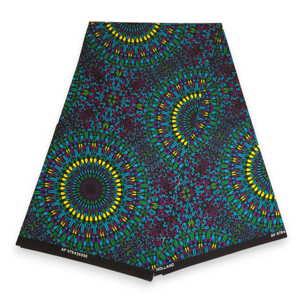 African Wax print fabric - Green Yellow Ocean Eye - 100% cotton