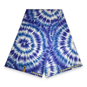 Afrikanischer Print Stoff - Blau Tie Dye - 100% Baumwolle