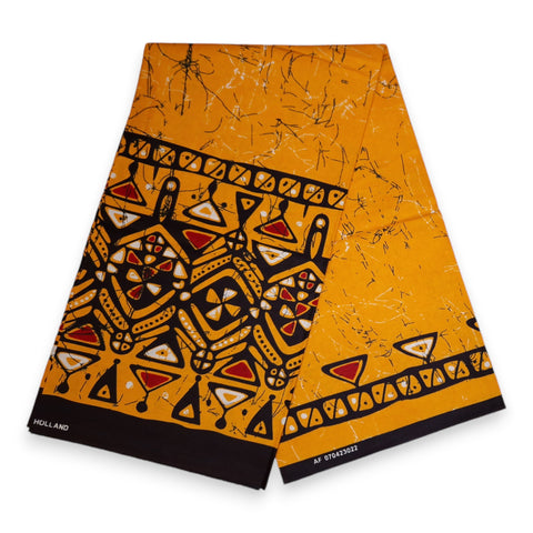 Afrikanischer Print Stoff - Gelb-Orange Kampala - 100% Baumwolle