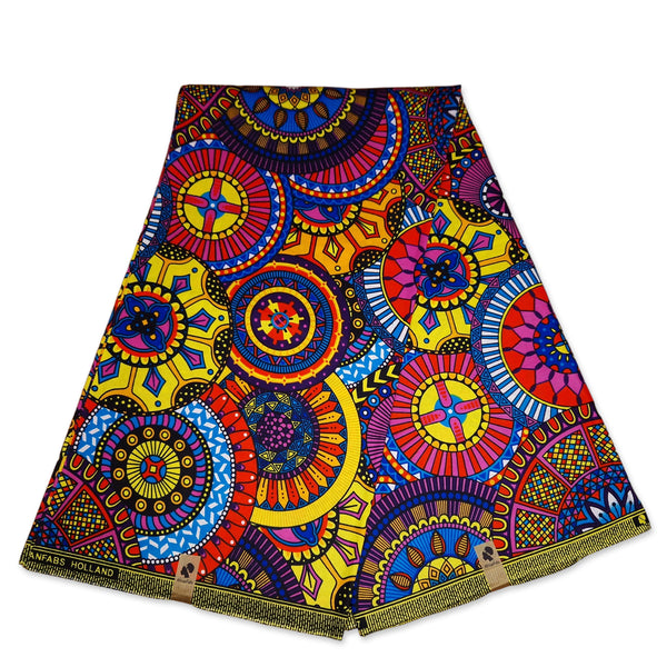 Foulard africain / Turban wax - Multicolore disks