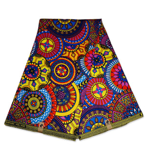 African print fabric - Multicolor disks - 100% cotton