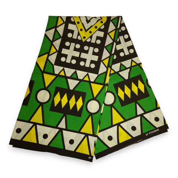 Afrikanischer Print Stoff - Grün Samakaka / Samacaca (Angola) - 100% Baumwolle