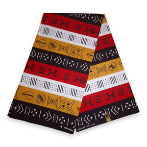Afrikanischer Rot Bogolan Symbols Print Stoff - Traditionell aus Mali 100% Baumwolle