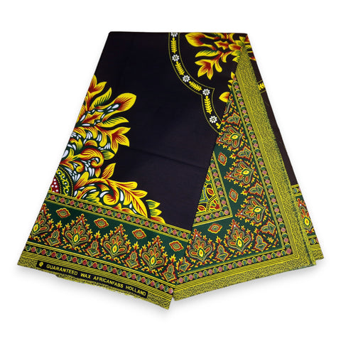Afrikanischer Print Stoff - Schwarz Java Design - 100% Baumwolle