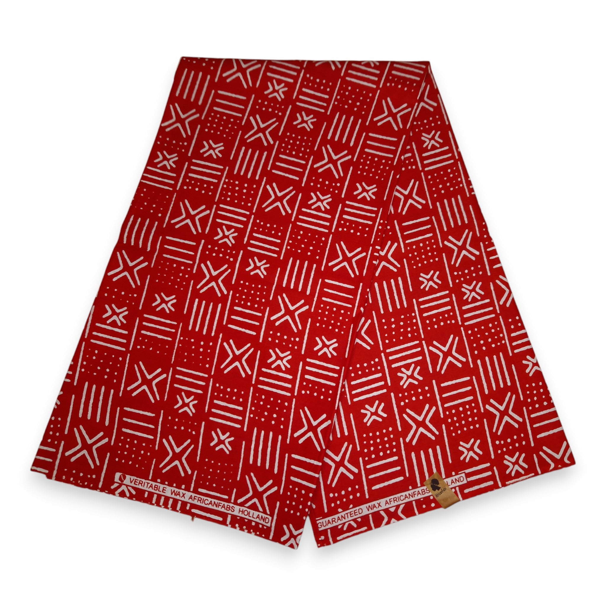African Red X Bogolan / Mud cloth print fabric / cloth (Traditional Mali)