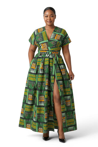 African Wax print fabric - Green Emerald Spirit - 100% cotton