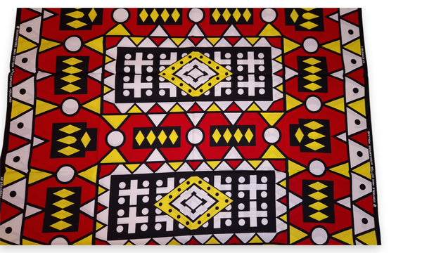 African Red Samakaka headwrap - Angolan Samacaca Tribal Print