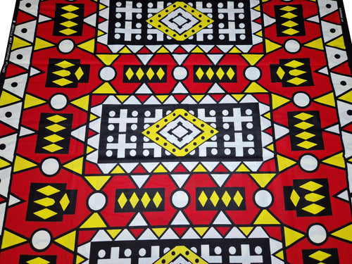 Afrikanischer Print Stoff - Rot Samakaka / Samacaca (Angola) - 100% Baumwolle