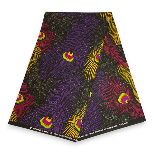 African headwrap - Purple Yellow Royal Peacock