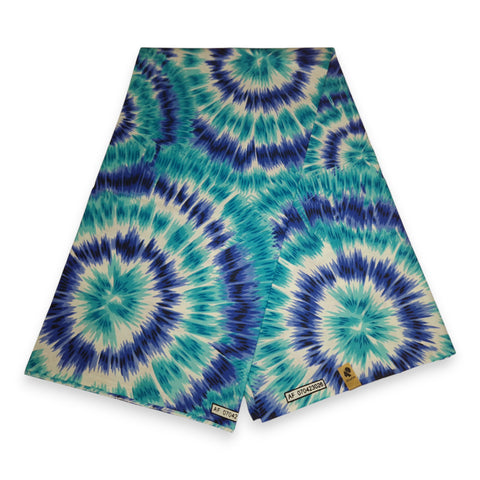 African print fabric - Turquoise Tie Dye - 100% cotton