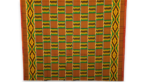 Afrikanischer Wax Print Stoff - Grün Kente Print Zigzag Ghana - 100% Baumwolle