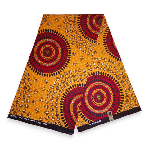 African print fabric - Orange Dotted Patterns - 100% cotton