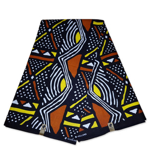 African print fabric - Yellow Bogolan / Mud cloth AF-4025