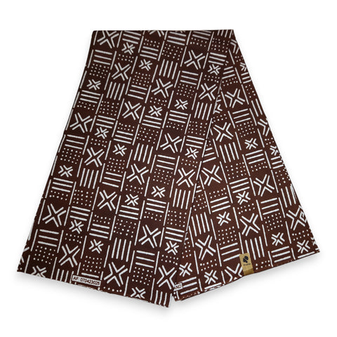 African Brown X Bogolan / Mud cloth print fabric / cloth (Traditional Mali)