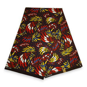 Afrikanischer Print Stoff - Rot Feathers - 100% Baumwolle