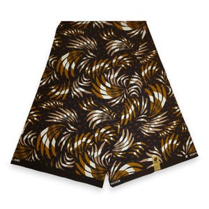 African print fabric - Mix Brown Feathers - 100% cotton