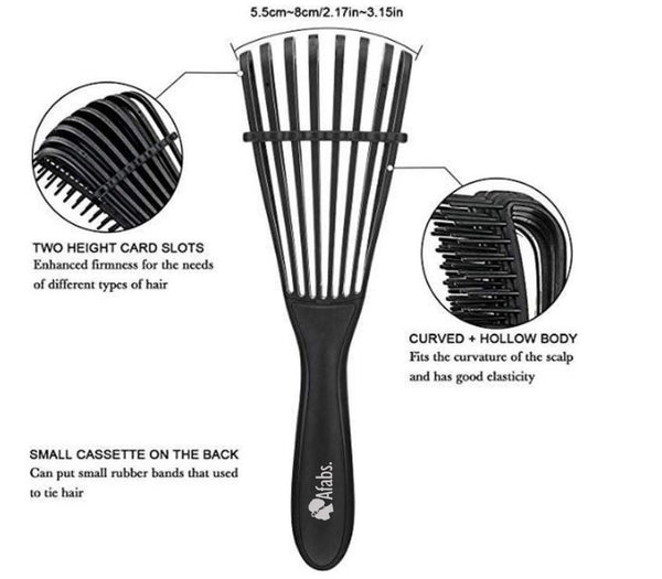 Black Detangler brush + Black / Grey Satin Hair Bonnet | Comb for curls | Afro hair brush