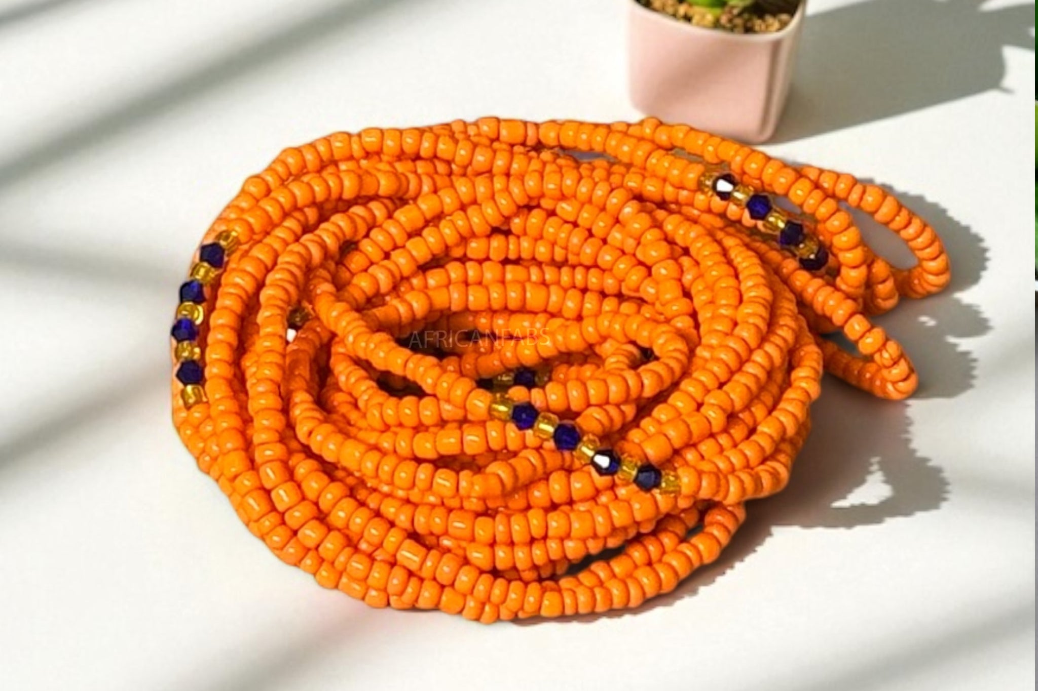 Waist Beads / Chaine de taille africaine - Adesusu - Orange (élastique)