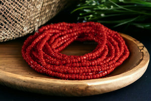 Waist Beads / Afrikanische Taillenkette - EKI- Rot (elastisch)