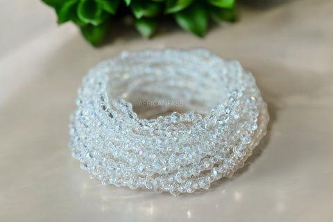 Waist Beads / Chaine de taille africaine - Ugie - Cristal Blanc (élastique)