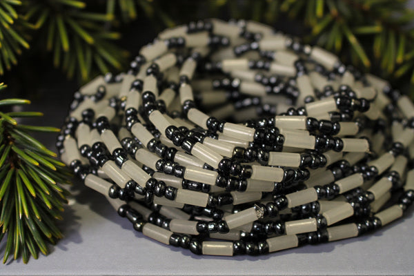 Waist Beads / African Waist Chain - OTASOWIE - Grey (elastic)