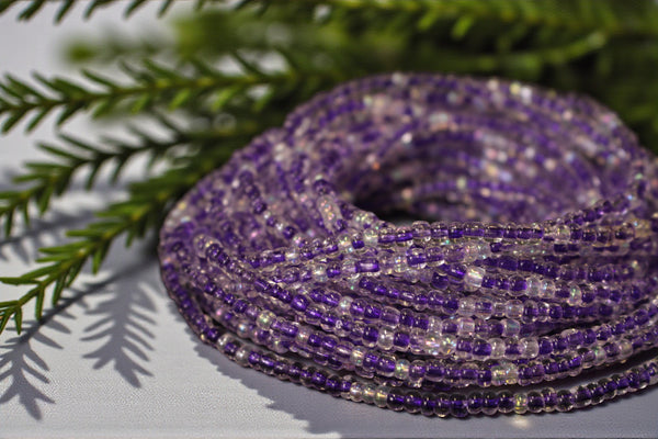 Waist Beads / African Waist Chain - UYI - Purple (elastic)