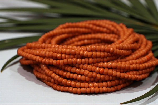 Waist Beads / African Waist Chain - BENIN - Orange (elastic)