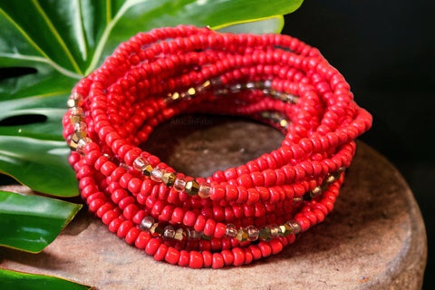 Waist Beads / Afrikanische Taillenkette - OBI - Rot (elastisch)