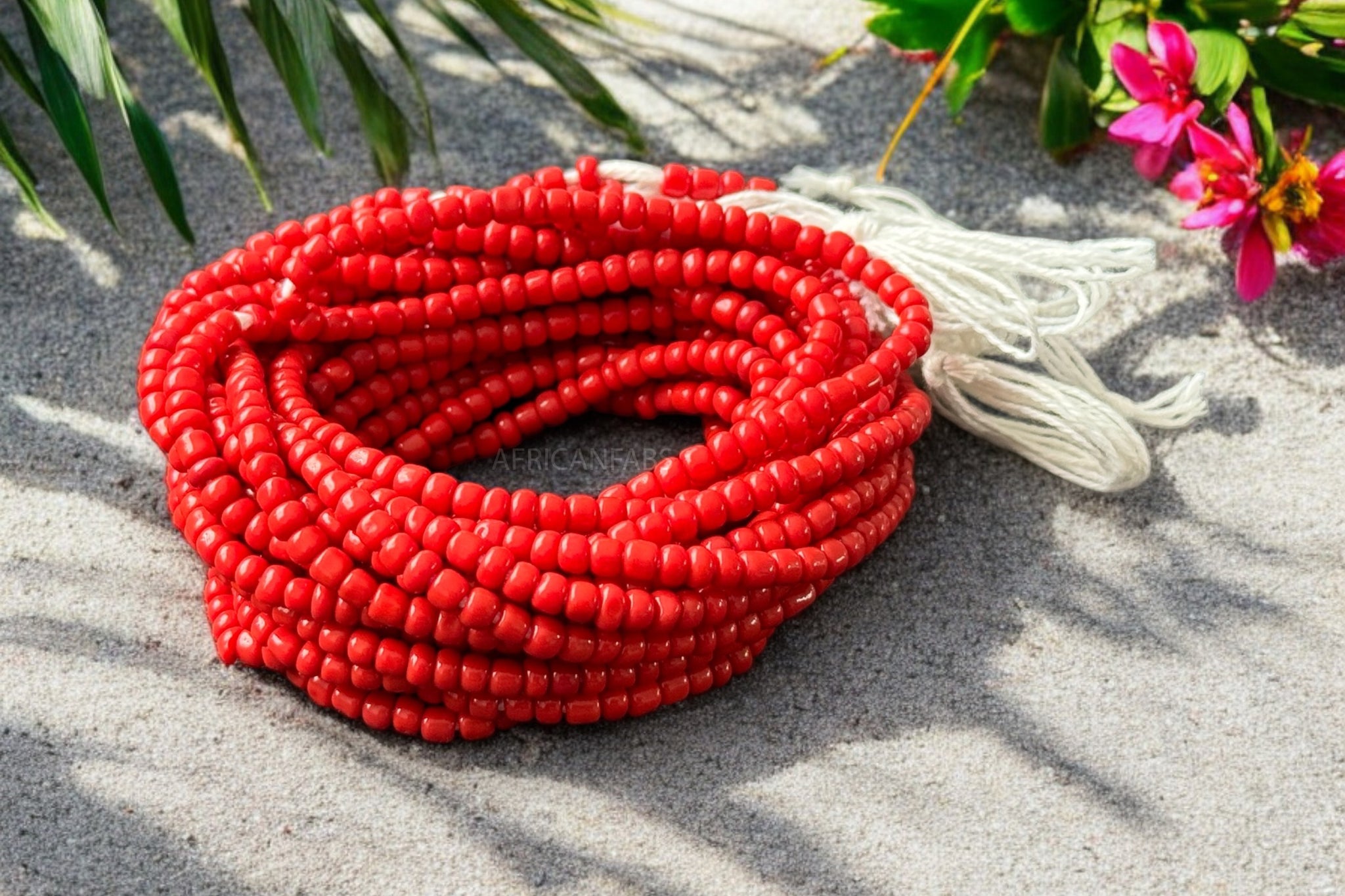 Baya Bijoux / Bine Bine / Waist Beads / Perles De Taille africaine - Abiémwénse - Rouge (non élastique)