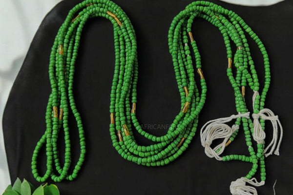 Waist Beads / Afrikanische Taillenkette - Abele - Grün (Traditionelle nicht elastische Schnur)