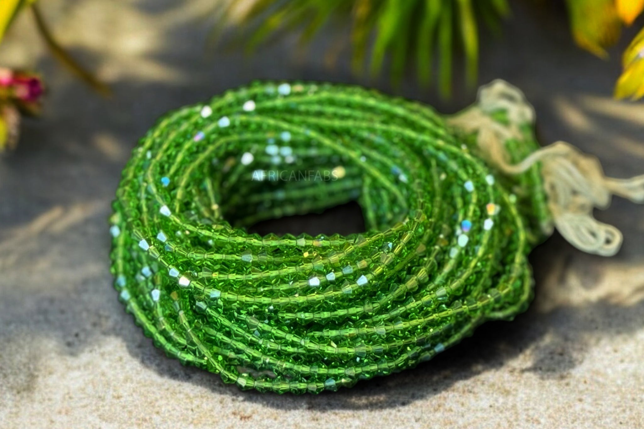 Waist Beads / African Hip Chain - Osato - Crystal Green (Traditional non-elastic string)