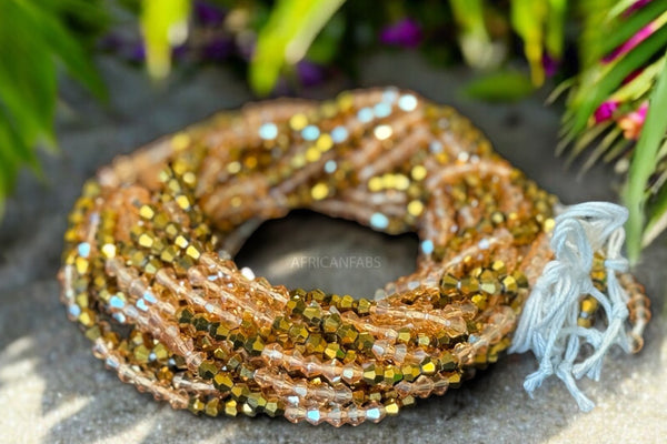 Waist Beads / Afrikanische Taillenkette - Osatiti - crystal Gold (Traditionelle nicht elastische Schnur)