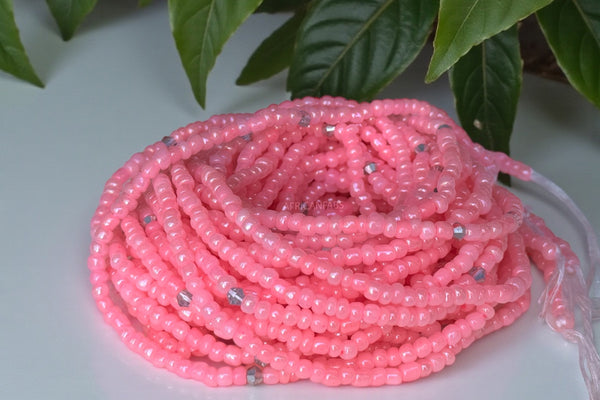 (Wichtig: bitte lesen) Waist Beads / Afrikanische Taillenkette - O - Rosa (Traditionelle nicht elastische Schnur)