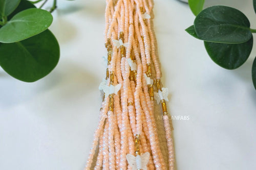 Baya Bijoux / Bine Bine / Waist Beads / Perles De Taille africaine - Saumon Butterfly Ifeoma (non élastique)