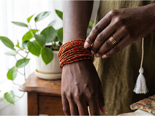Baya Bijoux / Bine Bine / Waist Beads / Perles De Taille africaine - Or Rouge Chiamaka (non élastique)