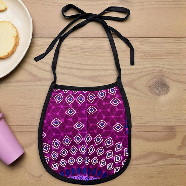 African Print Baby Bib - Purple Dotted Patterns (Unisex)