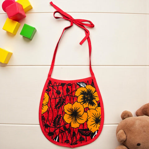 Afrikanischer Print Baby-Lätzchen - Rote Blumen (Unisex)
