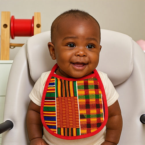 Afrikanischer Print Baby-Lätzchen - Kente Print (Unisex)