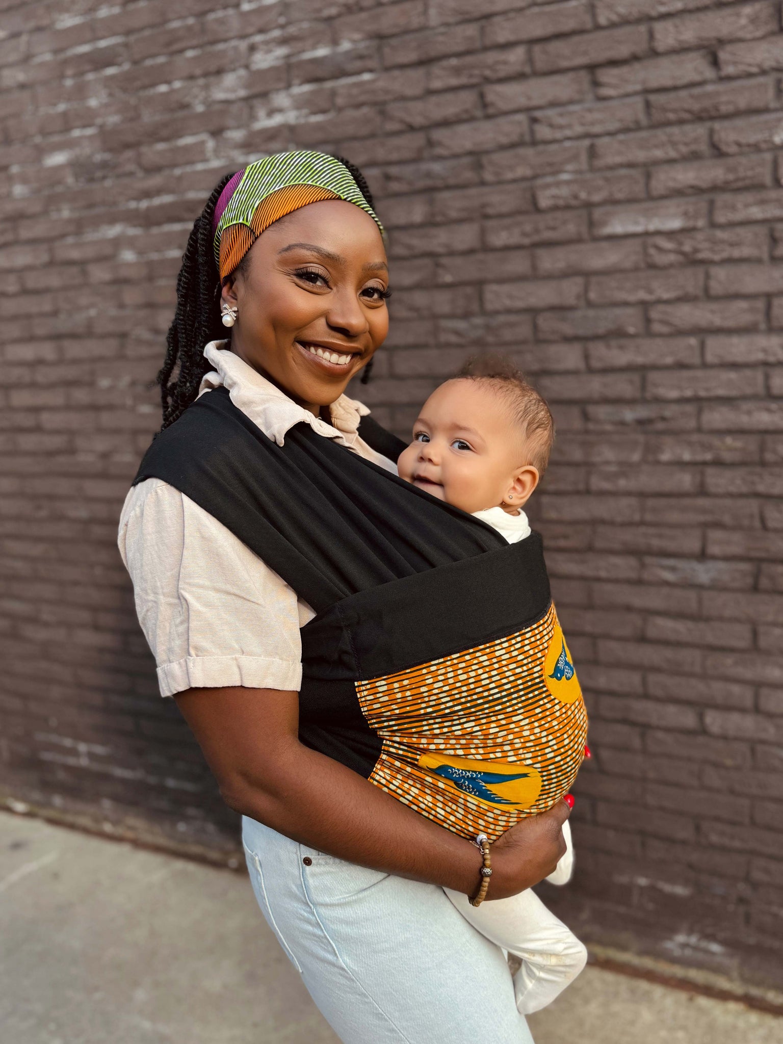 African Print Baby Carrier / Baby sling / baby wrap - Orange / Yellow Speedbird