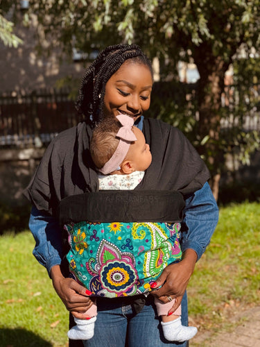 Babytragetuch mit afrikanischem Print / Baby sling / Tragetuch - Türkis Lila Paisley
