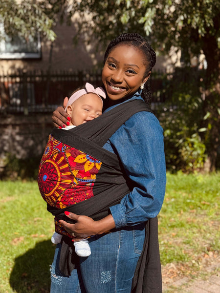 African Print Baby Carrier / Baby sling / baby wrap - Red & Yellow Mandala Patchwork